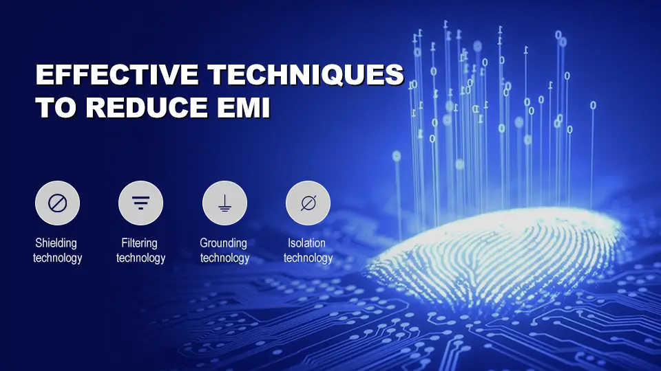（A diagram illustrating effective techniques to reduce electromagnetic interference in electronic systems.）